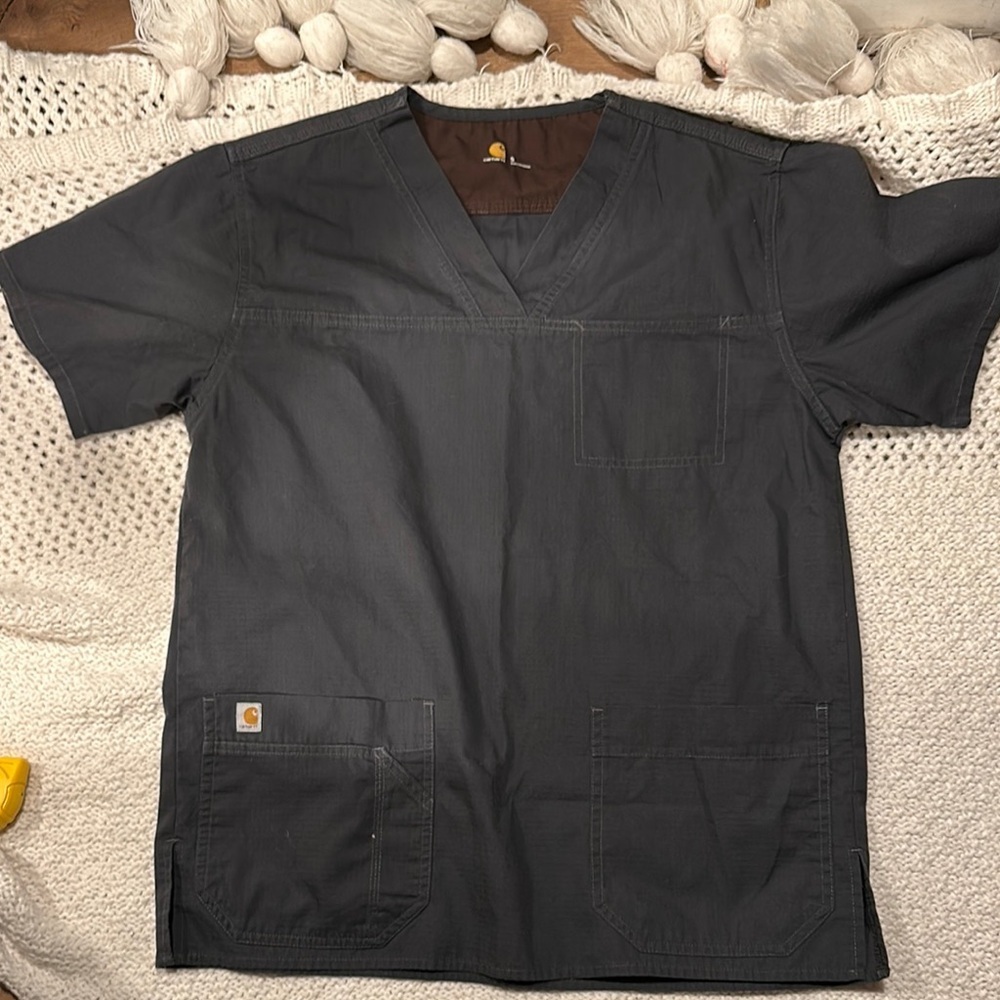Carhartt Black Scrub Top Womens Small Gray